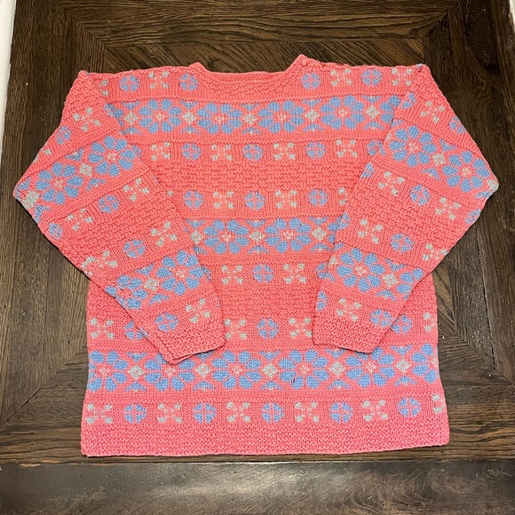 GORGEOUS Vintage Wool Hand Knit Fair Isle Sweater - Picture 1 of 4